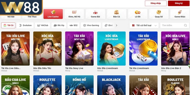 Tại nền tảng, người chơi có thể trải nghiệm các trò chơi casino hấp dẫn